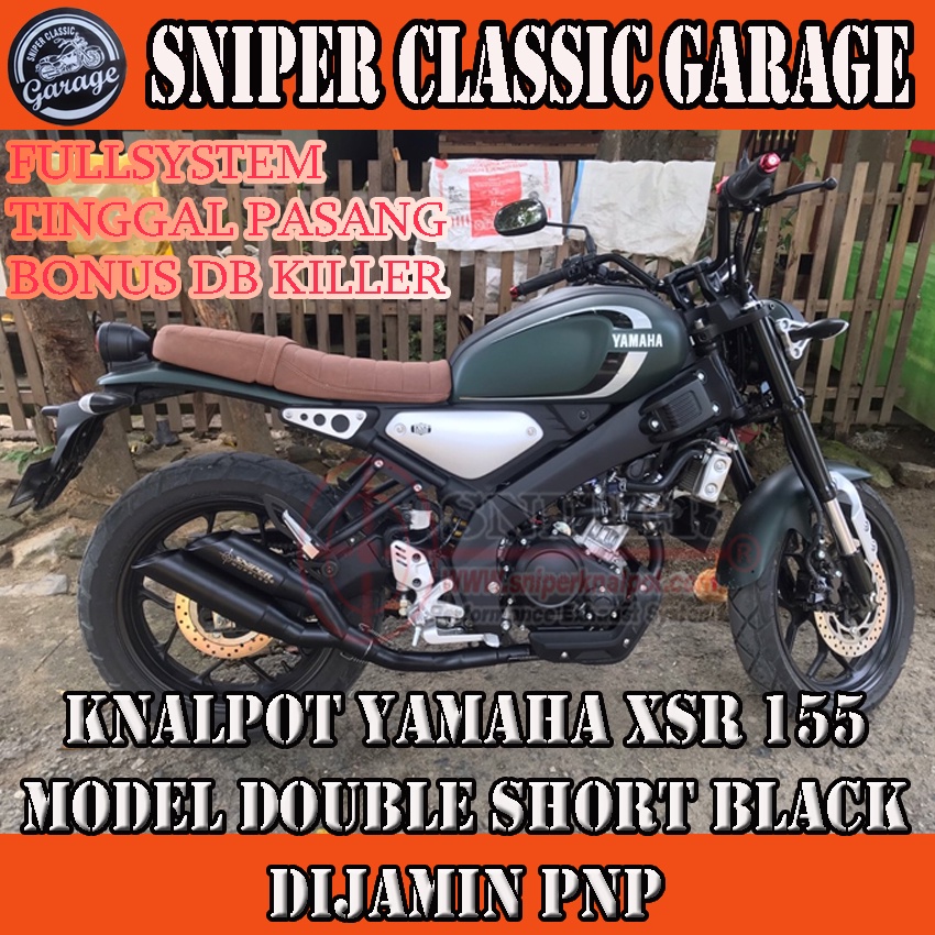 Knalpot sniper Yamaha XSR 155 Double Short fullsett black