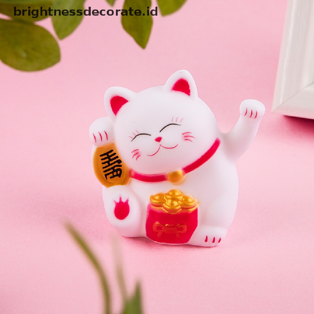 [Birth] Pvc waving cat fortune lucky cat Dekorasi Kue Hiasan Mobil Kunci Gesper Liontin [ID]