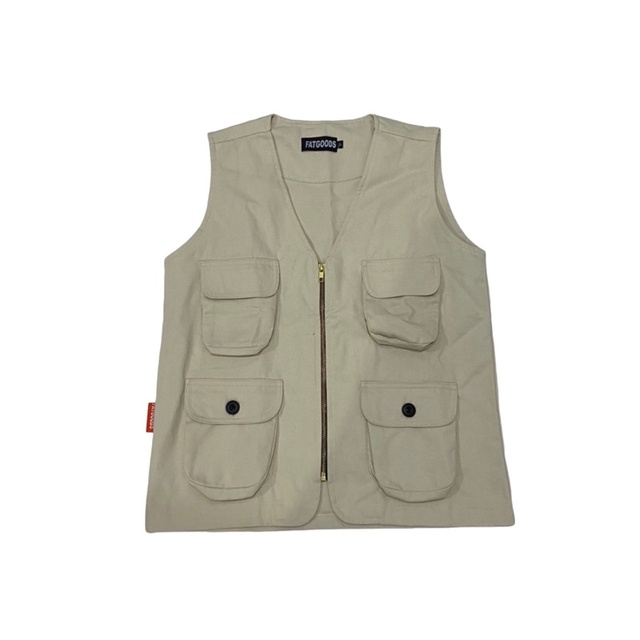 Fatgoods Vest Rompi jaket pria Cotton Twill creams