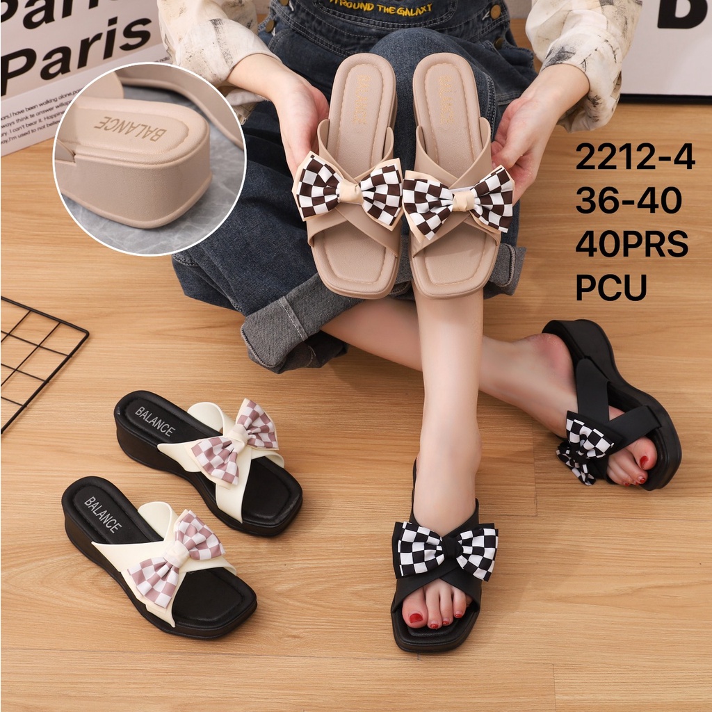 (COD) Sandal Wedges Import Jelly Wanita Motif Pita Balance 2212-4