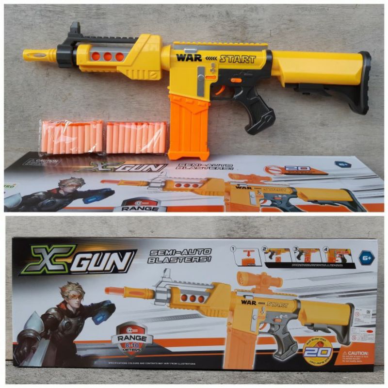Mainan Senapan Xgun Peluru Busa Nerf - Senapan X Gun Soft Bullet Baterai Anak Cowok