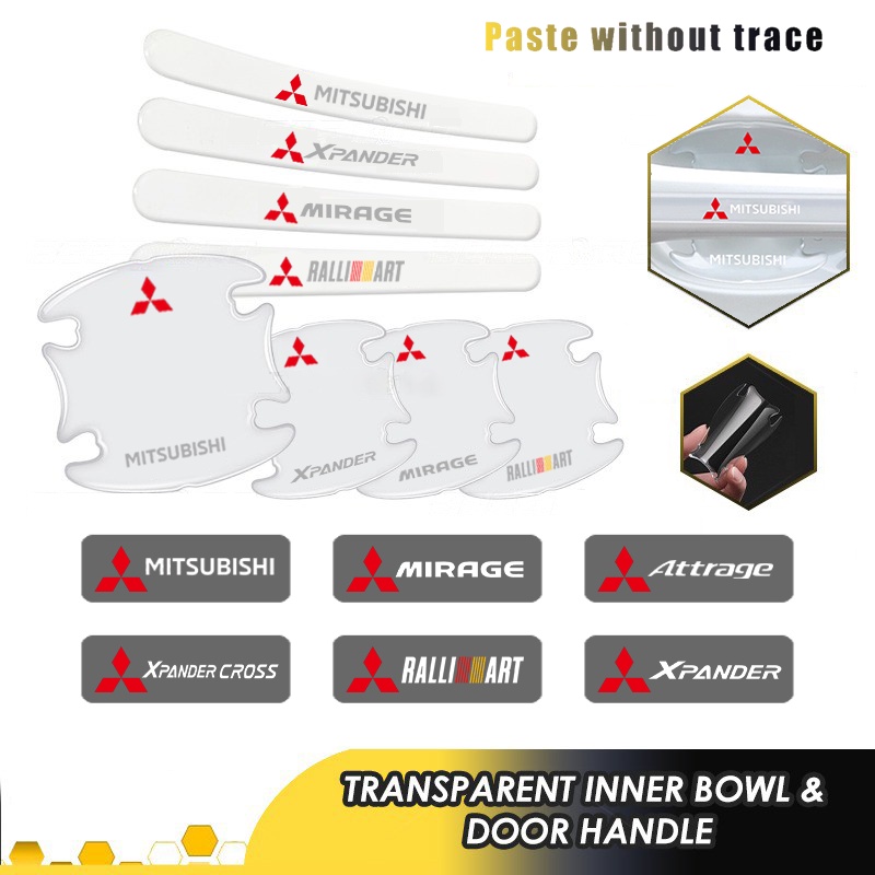 Mitsubishii Penutup Pelindung Gagang Pintu Mobil Inner Bowl Anti Gores Stiker Untuk Xpander Mirage Attrage Outlander Xpander Cross Rallart Aksesoris