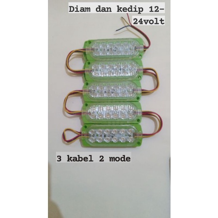 led kedip tanpa modul 12 - 24 volt 2 mode diam dan kedip bisa nyala ultrasonic 12 mata