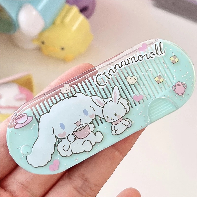 Gadis Kawaii Sisir Lipat Portable Sisir Rambut Kecil Lucu Untuk Pelajar Motif Kartun Sisir Poni Portable Plastik Praktis Hadiah Ulang Tahun