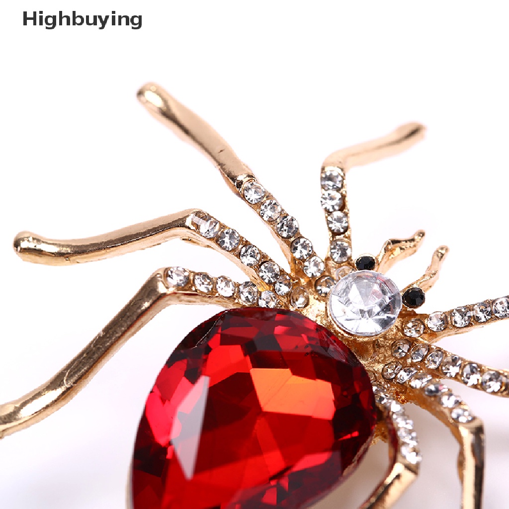 Hbid Fashion Lady Kristal Spider Pin Bros Dekorasi Korsase Lencana Perhiasan Hadiah Glory