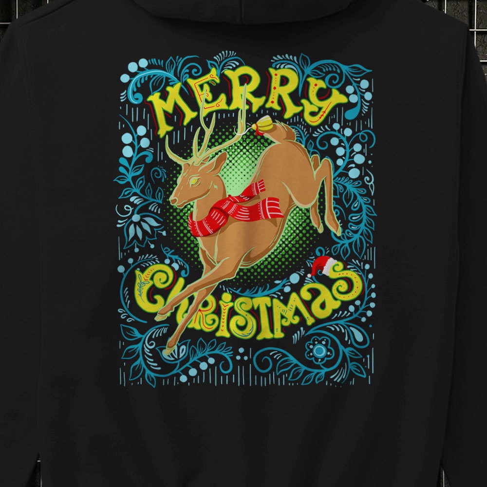 HIPNOPChristmas Deer Outerwear Unisex Zipper Sablon Pria Premium Jaket Pria Jumper Hoodie