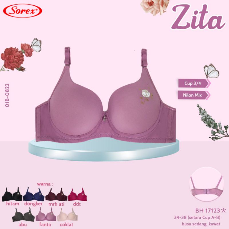 Sorex Bra BH 17123 Zita Busa sedang Kawat Kait 2 cup A-B (3/4)