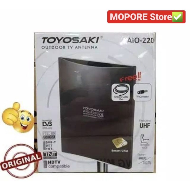 ANTENA TV Digital TOYOSAKI AIO-220 + Kabel 10M