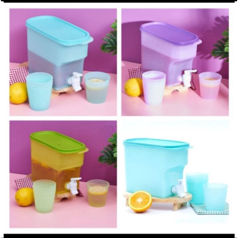 Dispenser kulkas warna 3,5Liter free 4 cangkir