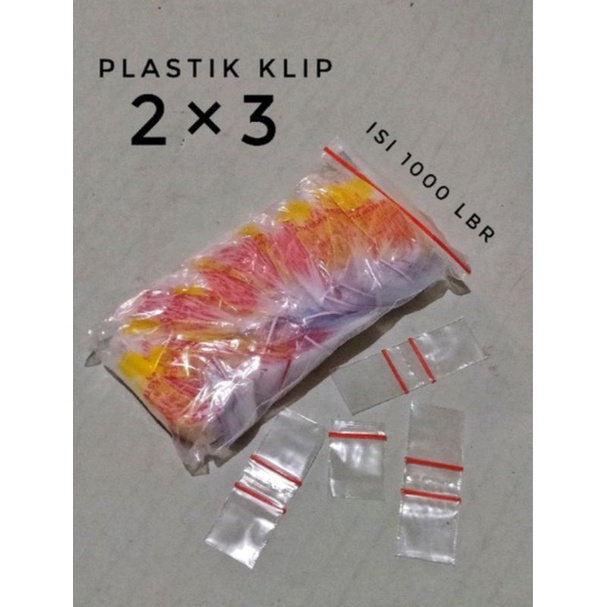 isi 1000 lembar plastik klip 2x3 / plastik kecil 1,8x3,5cm/ ziplock /plastik bumbu dll