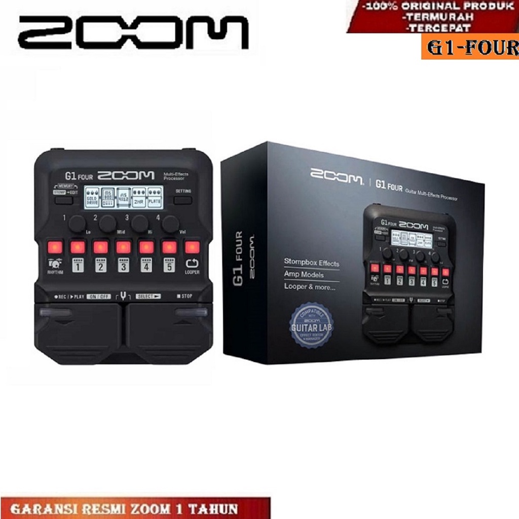 Multi Efek Gitar Zoom G1 Four + Adaptor Zoom Ad-16E Original Zoom