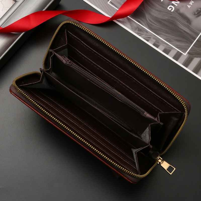 AND / COD / Dompet Panjang Pria Import Dompet Cowok Kulit PU Dompet Panjang Tali Laki-Laki Handbag Motif Polos Murah D98