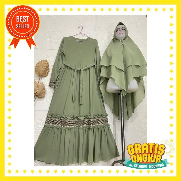 Baju Gamis Wanita Kondangan Murah Simple 2022 Seragam Pengajian Bridesmaid Kurung Modern Bercadar Bu