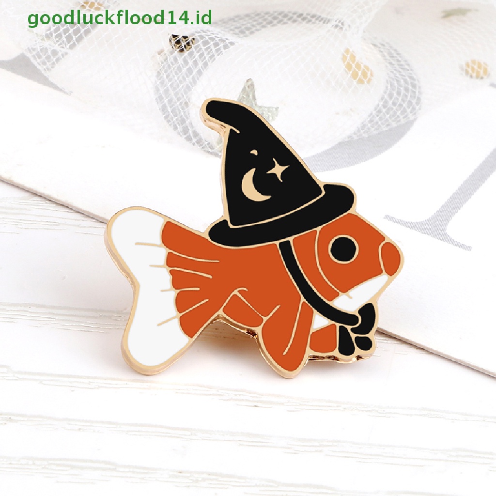 [GOOGFOUR] Bros Ikan Penyihir Kreatif Hewan Lucu Enamel Pin Ikan Beruntung Dengan Topi Ajaib Lencana Tas Perhiasan Hadiah [TOP]