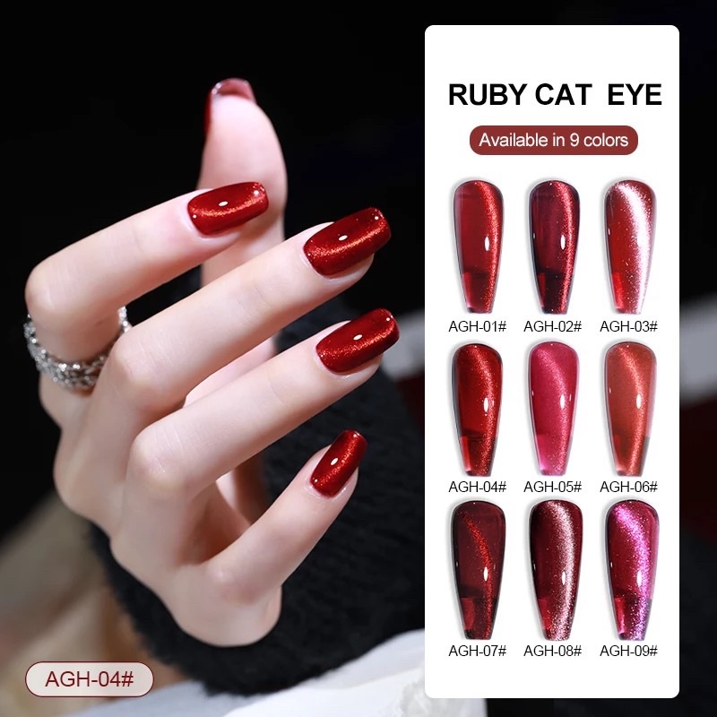 [FLASHES] AGH Ruby Cat Eye NAILS POLISH GEL KUTEK GEL 15ml Soak Off UV Gel