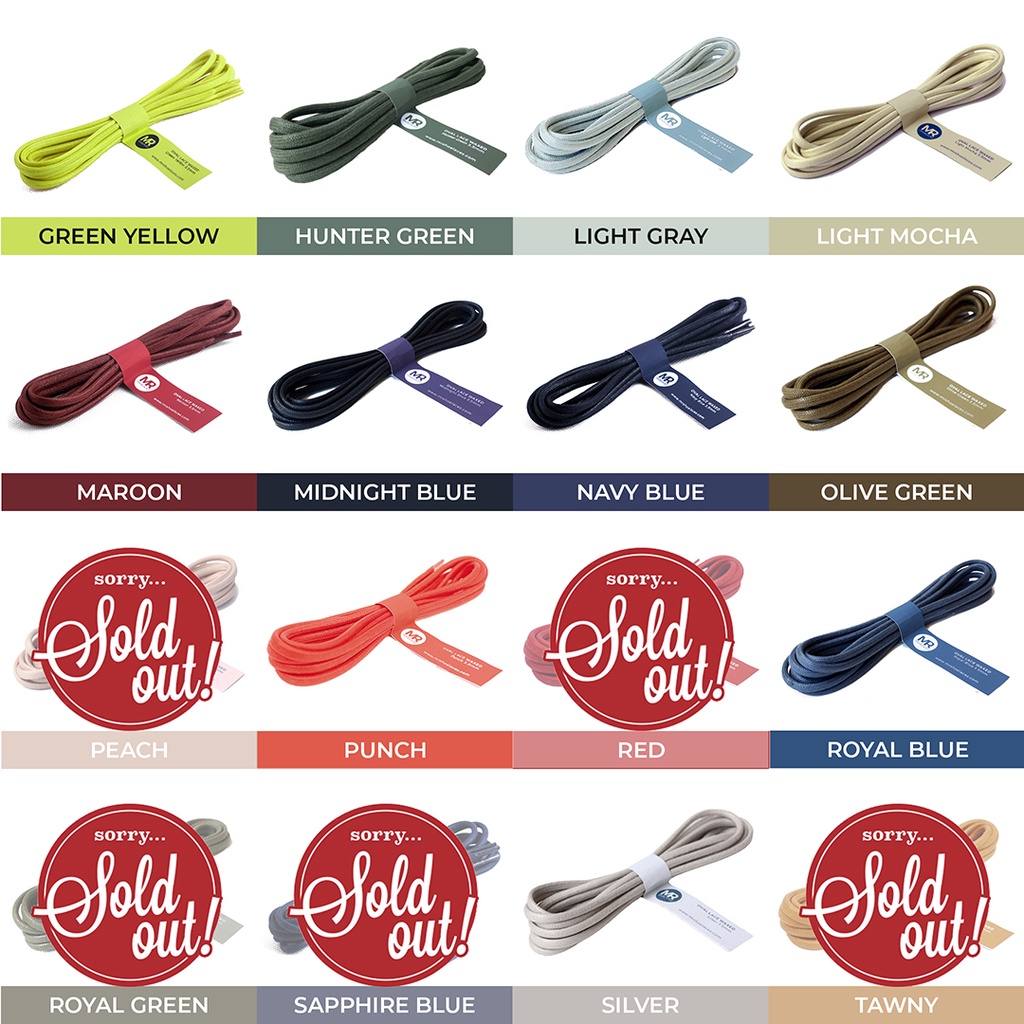 Tali Sepatu Lilin Oval 180cm 3.5mm Variasi Warna untuk Boots