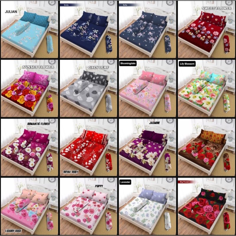 Sprei Vito Ukuran 180x200 Julian/Emily/Sofia/Sweetflower/Sunsetflower/Greyleaf/Lilyblossom/Bloomingd
