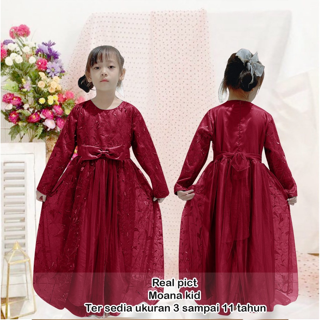 MX MOANA KID 3-11 TAHUN GAMIS ANAK TILE MUTIARA/DRES ANAK PARTY GREAL PICT GOOD QUALITY