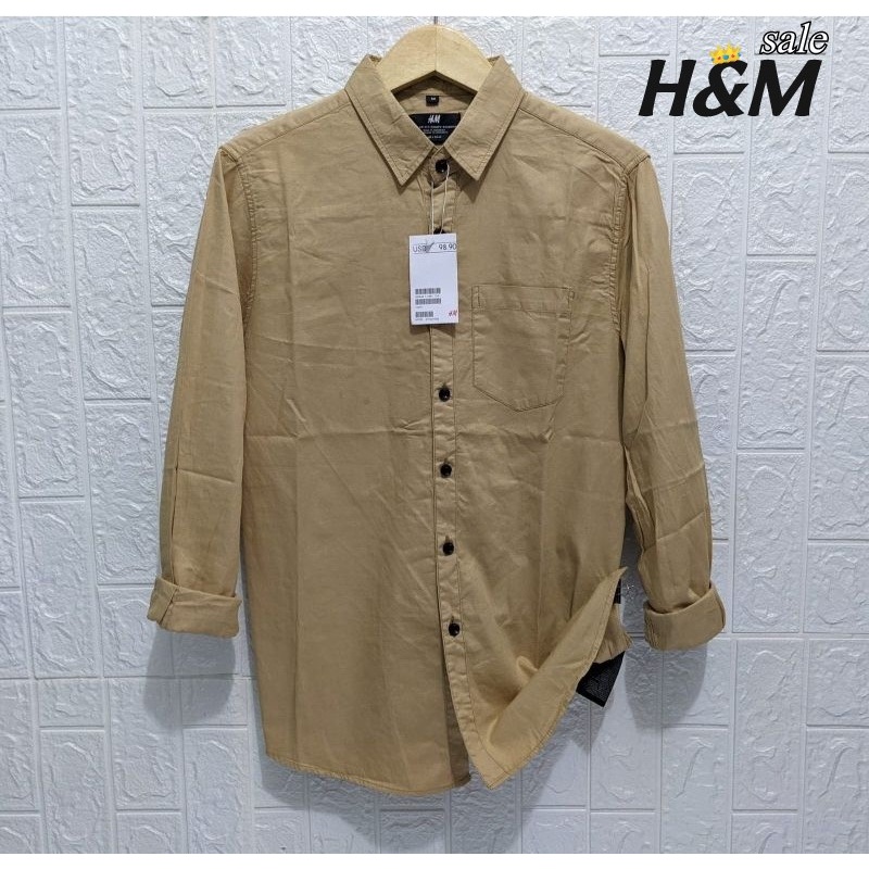 Kemeja h&m pria | Kemeja kerah h&m polos lengan panjang pria | Kemeja Kasual pria