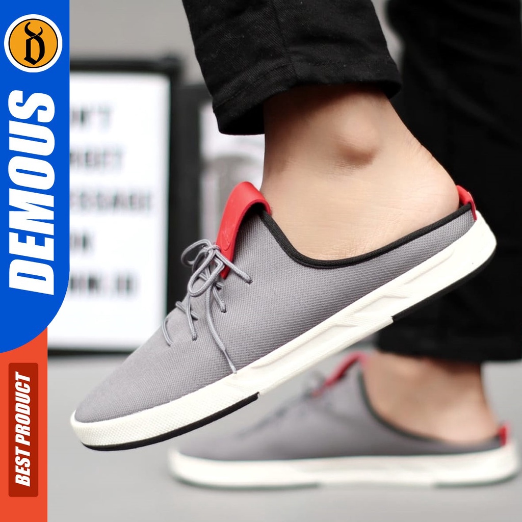 DEMOUS Murray - Sepatu Sandal Bustong Slide Casual Slop Pria Hitam