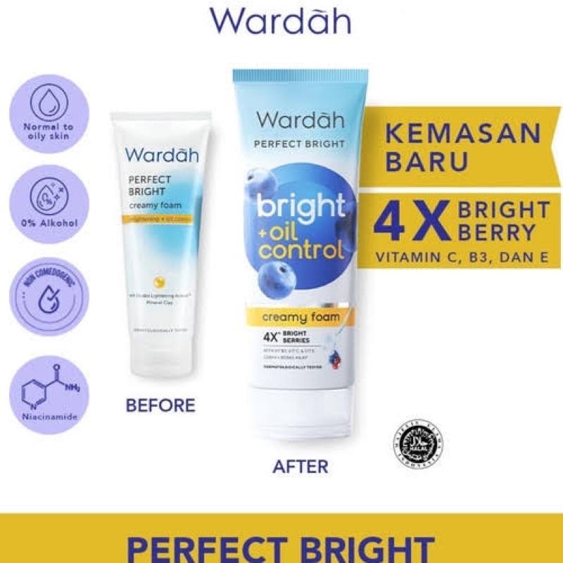 Wardah Perfect Bright Smooth Glow &amp; Bright+Oil Control Facial Fom