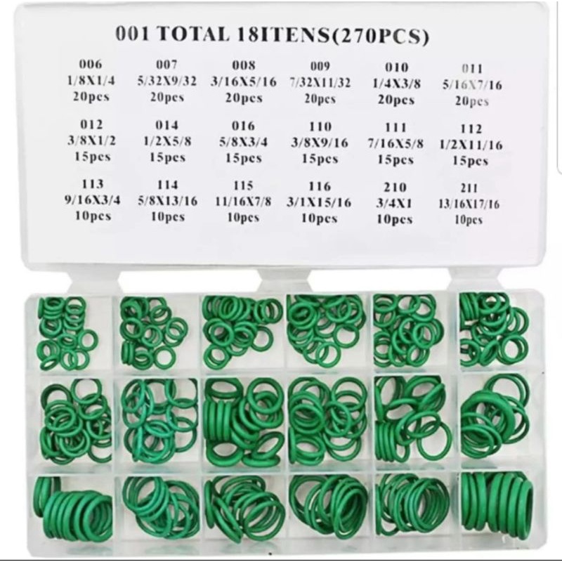 270pcs Seal Ring Washer Rubber Cincin Segel Karet Hijau Multifungsi