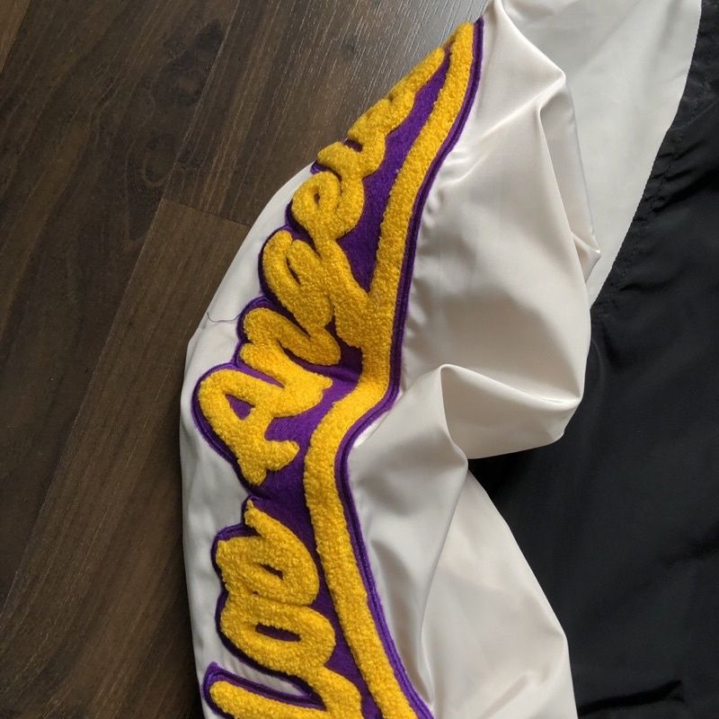 VARSITY JACKET LAKERS - AUTHENTIC HITAM COMBY CREAM FULLTAG &amp; LABEL