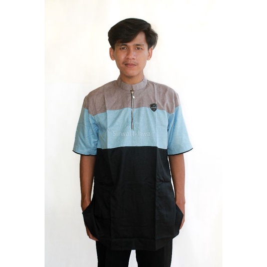 Kurta Zipper Pendek/Baju Koko Pendek/Baju Koko Resleting/Baju Muslim Resleting/Baju Koko Zipper