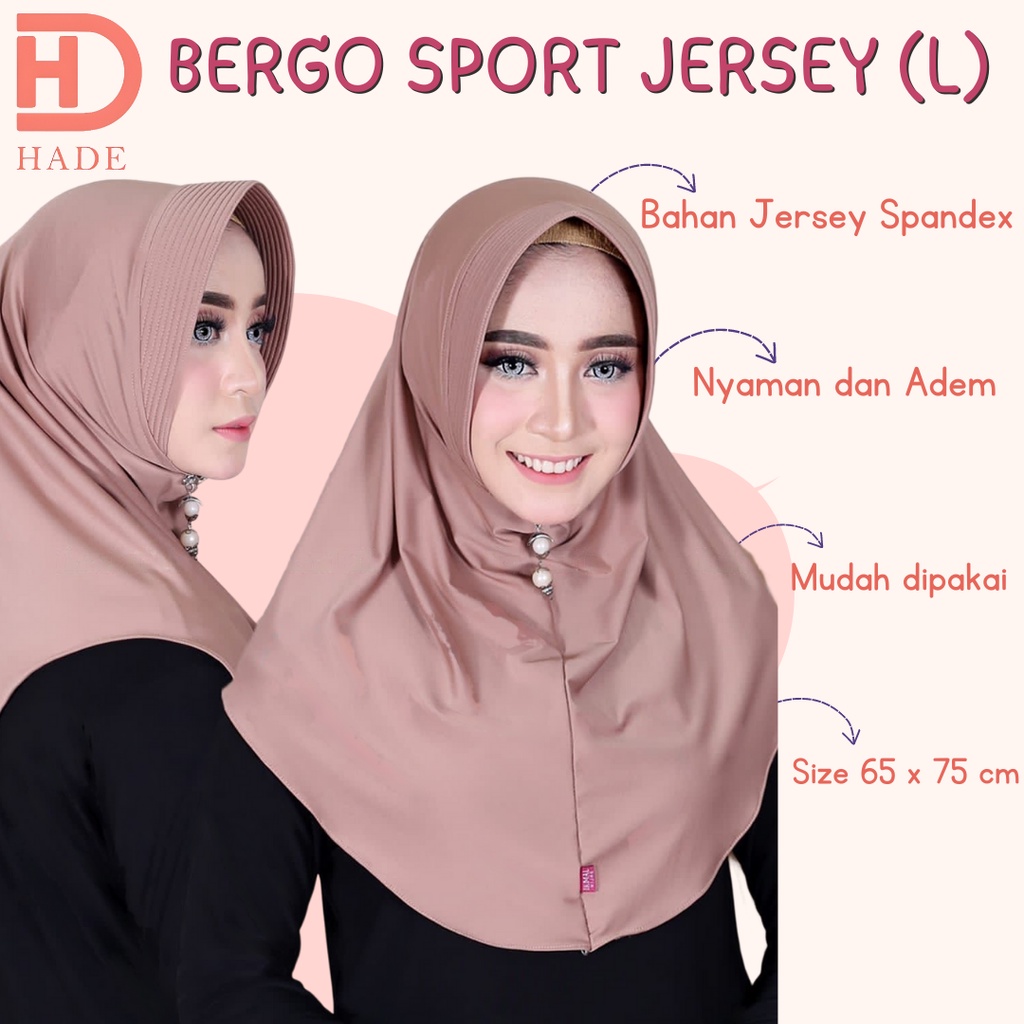 Hijab Instan Sport Jersey ( L ) / Bergo Sport Instan Jersey Panjang / Jilbab Sekolah Olahraga