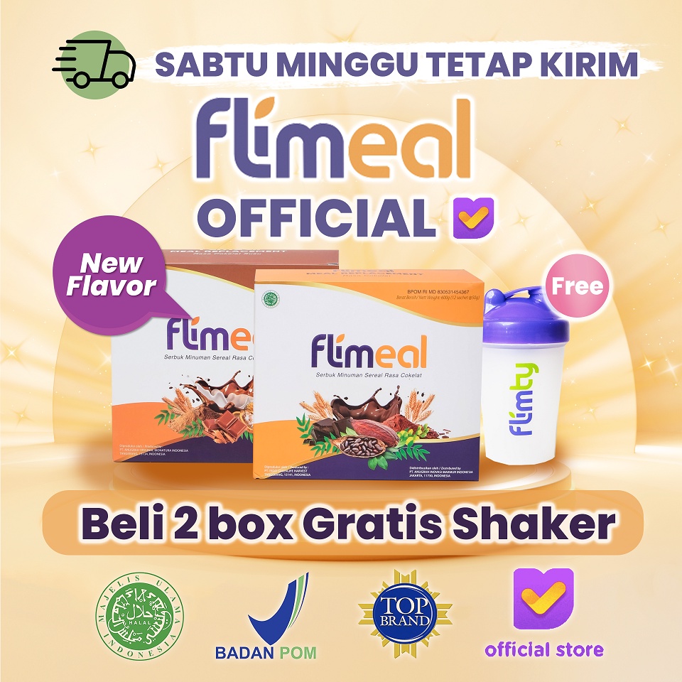 Flimeal 2 Box Makanan Diet Rendah Kalori Sereal Coklat Meal Replacement By Flimty Halal BPOM