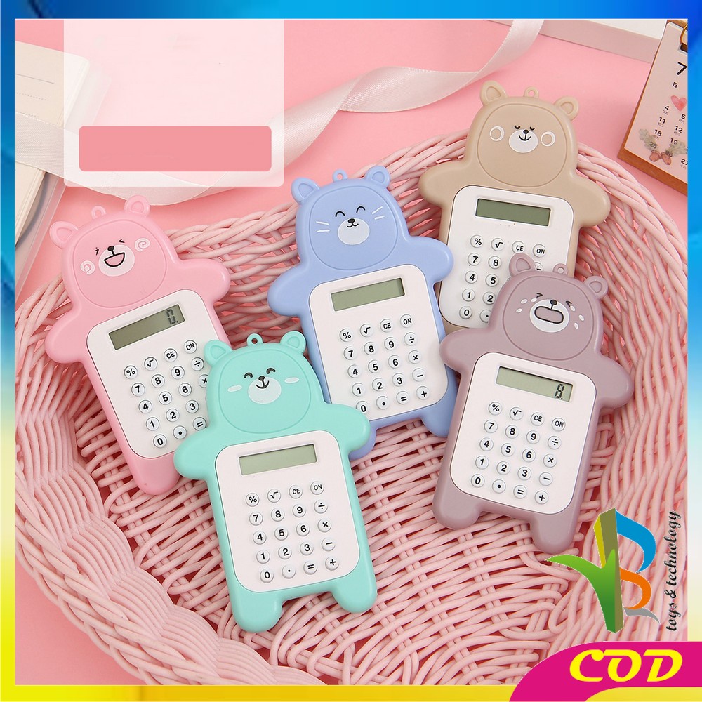 RB-C325 Kalkulator Mini Motif Beruang 8 Digit Tombol Karet Sekolah Stationary/ Bear Calculator Travel Mini Portable Desain Kartun Beruang