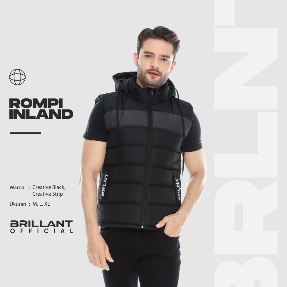 LV7 Brillant - Inland Rompi Hoodie Hitam Pria Dewasa Polos 1 Warna Garis Hitam Abu Ukuran Size M L X