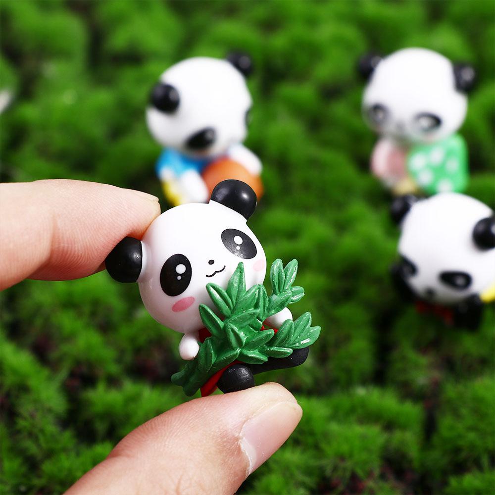 LANFY Micro Landscape Patung Hewan Lucu Pot Landscape DIY Kerajinan Pemandangan Dekorasi Miniatur Patung Buah Model Panda