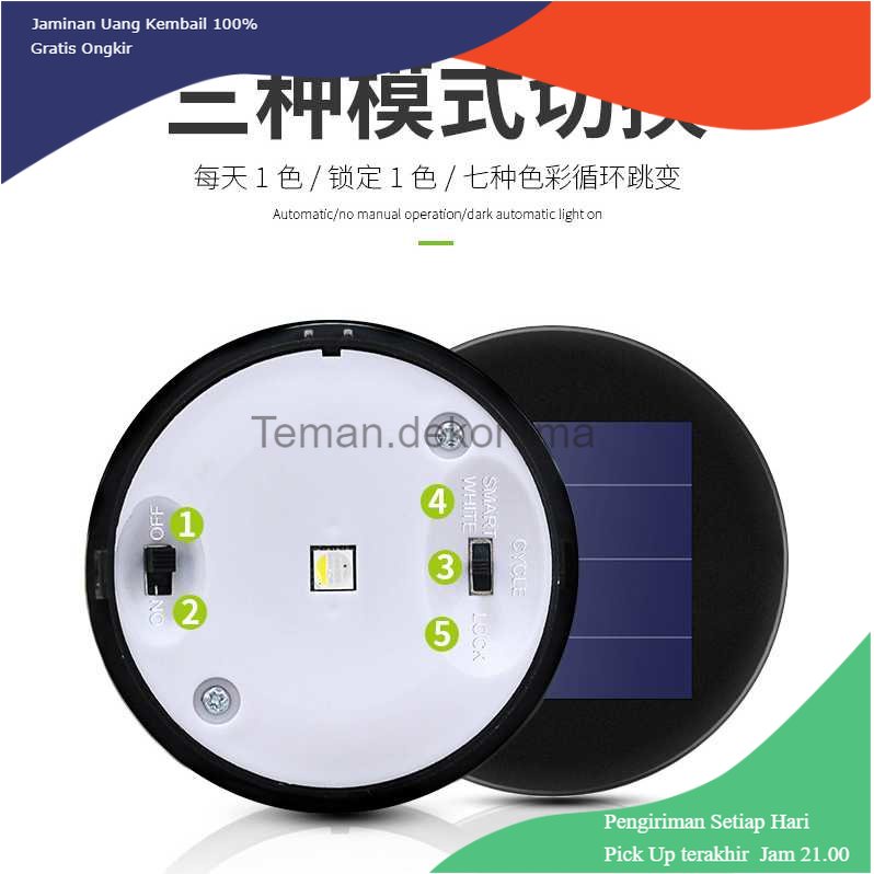 TD - LMP Pookin Lampu Taman Solar Panel Garden Decoration 7 Color 1 PCS - YL001