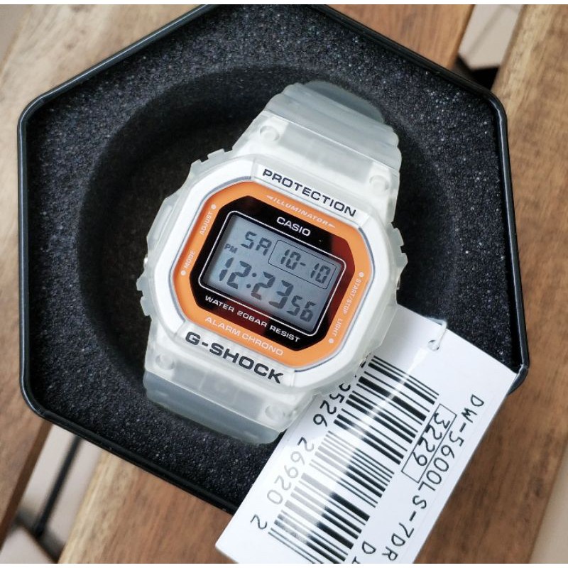 Jam Tangan DW Casio G-Shock DW-5600-LS-7 Red Light Skeleton Autolight Waterproof Watch