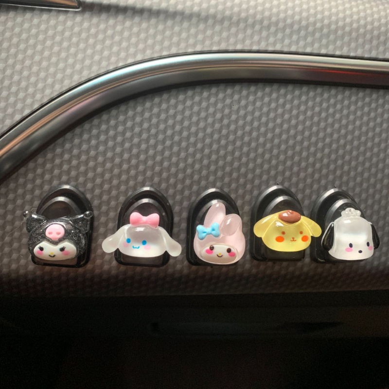 Lucu Kartun Hewan Bentuk Mobil Kait Kecil Tak Terlihat/Rak Gantung Mini Perekat Diri Otomotif Portabel/Kait Penyimpanan Hias Interior Kendaraan