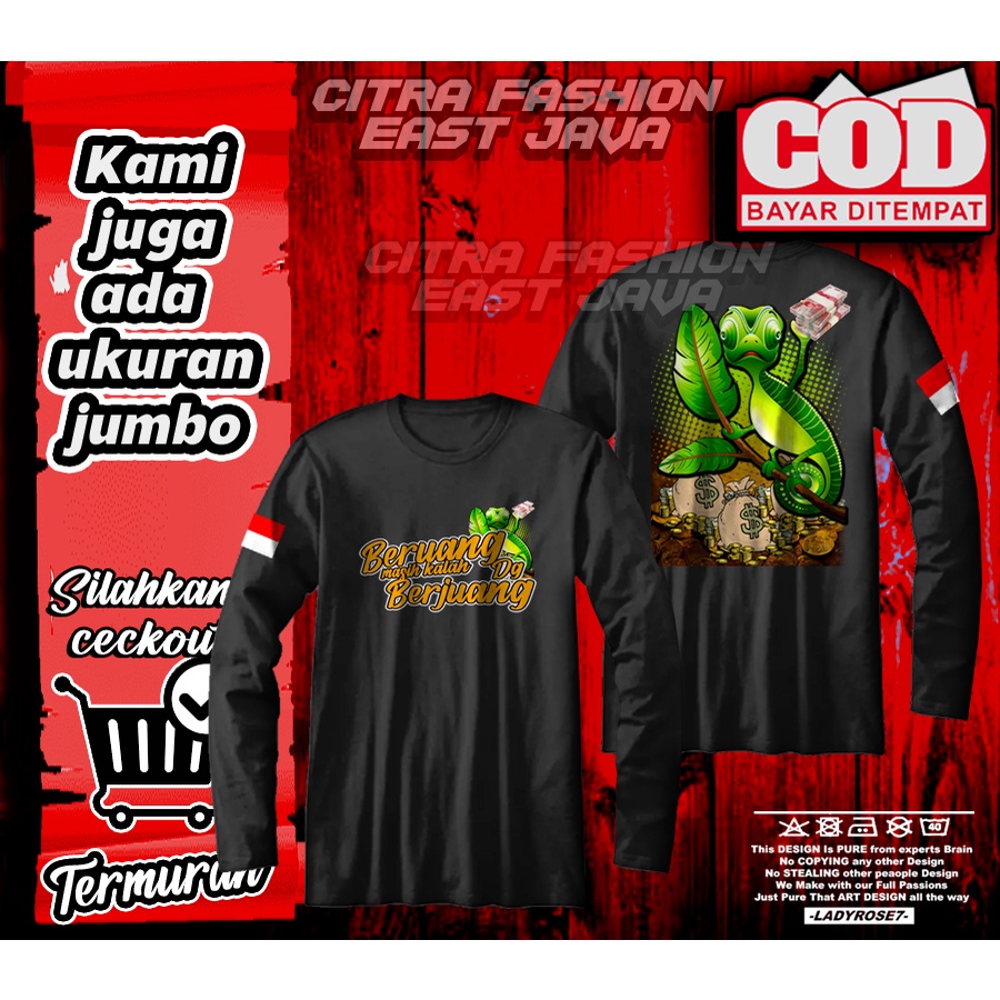 KAOS PRIA BERJUANG LENGAN PANJANG COTTON COMBAD PEJUANG RUPIAH