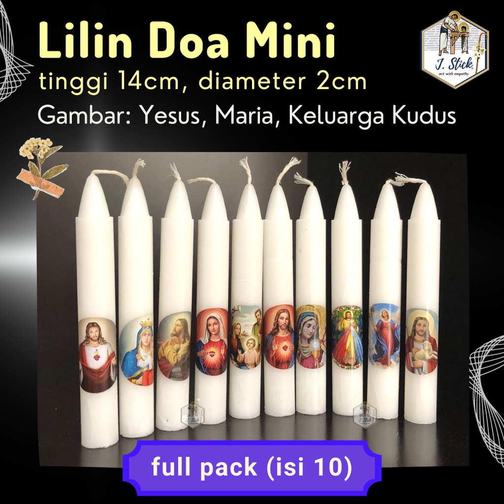 LILIN DOA Mini, tinggi 14 x dia 2 cm (Gambar Rohani)