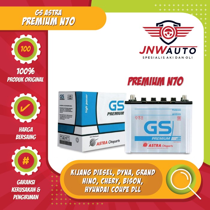 Aki Mobil / Battery GS ASTRA Type GS Premium N70 12V 70AH