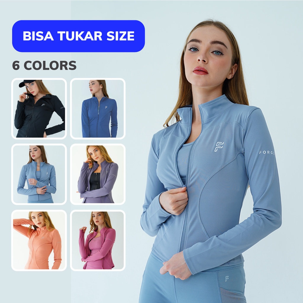 Forge Activewear - S Odyssey Jaket Olahraga Wanita - Baju Olah Raga Jacket Zipper Gym Running Lari J