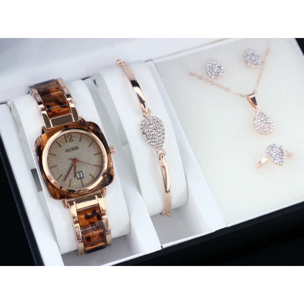 Jam Tangan Wanita Fashion K31106 Tali Mika Tanggal Aktif Free Box &amp; Baterai Cadangan