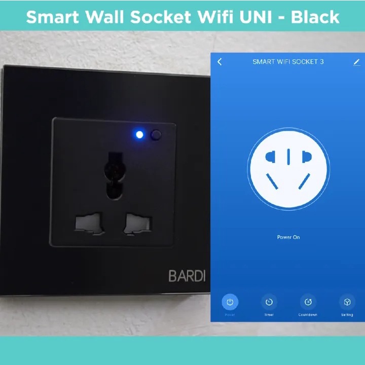 BARDI Smart Wall Socket Wifi EU /UNI White Black For Alexa Google Home