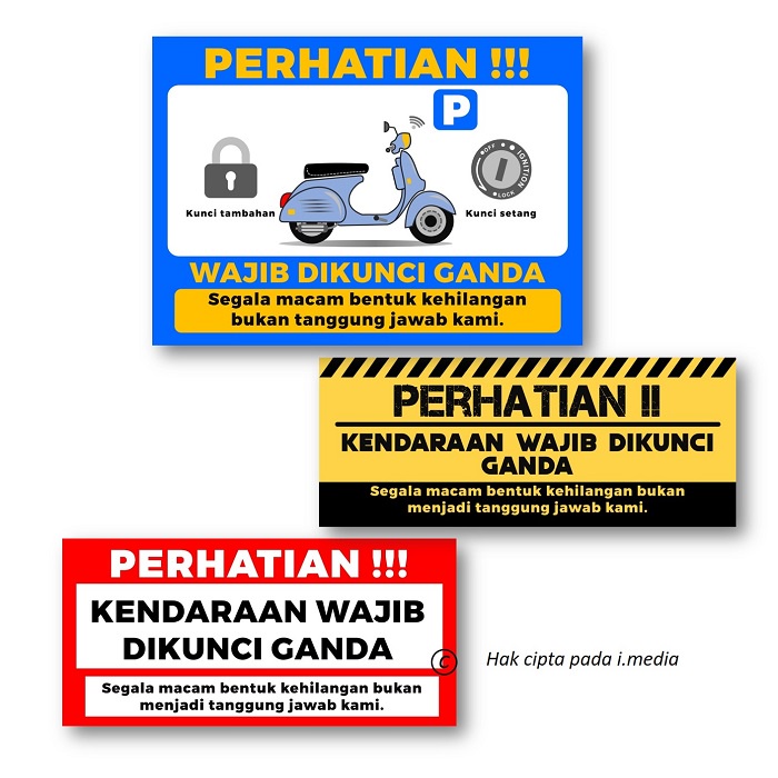 

STIKER HIMBAUAN PARKIR | STIKER PERINGATAN KUNCI GANDA | STIKER PARKIRAN | STIKER PERHATIAN KUNCI GANDA