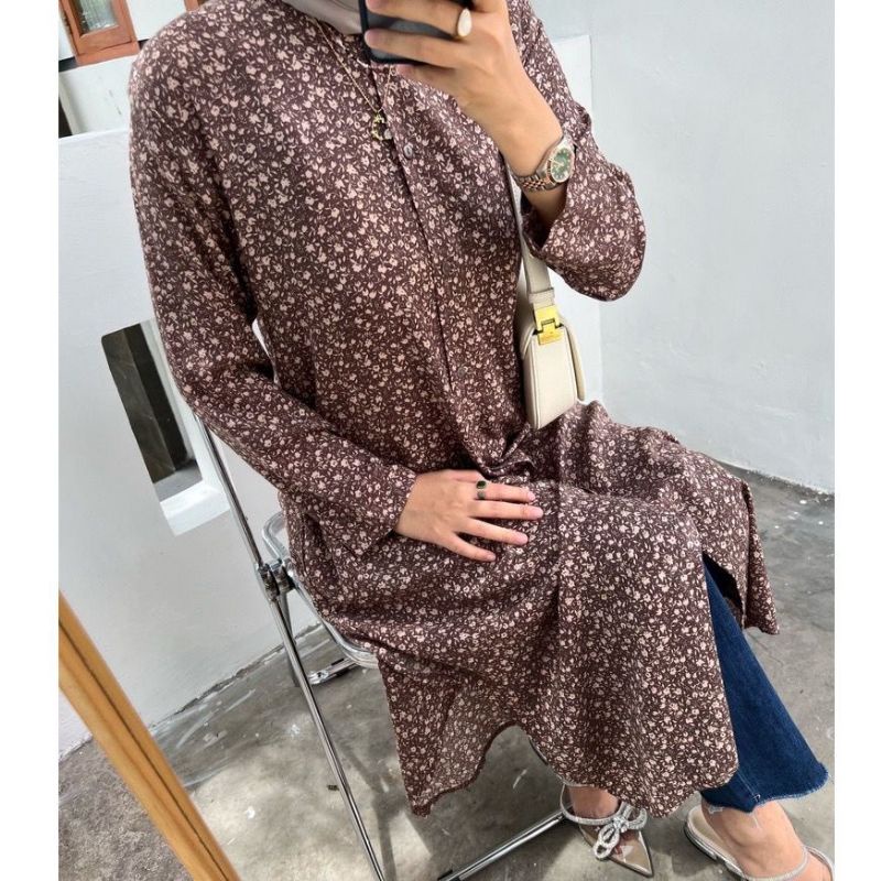 BEFAST - ZEC DRESS WANITA RIANTI / Delila Slit Dress / LongDress Wanita Keluaran Terbaru / Pakaian Wanita Casual Trendy / Dress Motif Bunga-Bunga / Outfit Wanita Hijab Style / Dress Maxy Lengan Panjang Terlaris / Fashion Wanita Pesta/Kondangan