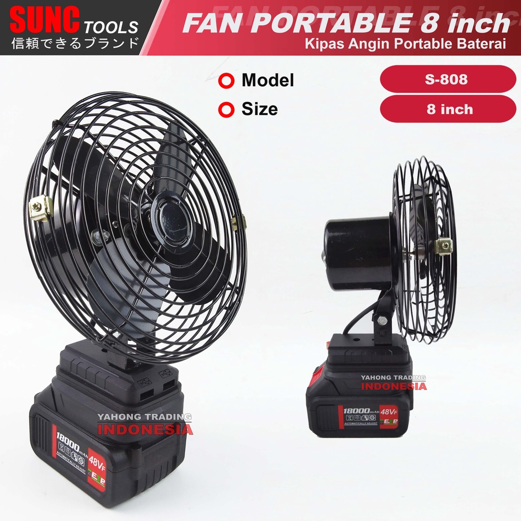 Kipas Angin Besi 8&quot; inch Fan Portable Baterai SUNC TOOLS