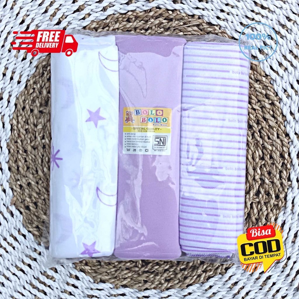 SALE 7.7 - 3 PCS Bedong Bayi Lilac Pernel Bayi ukuran 90x110cm Bolo-Bolo Serian LILAC