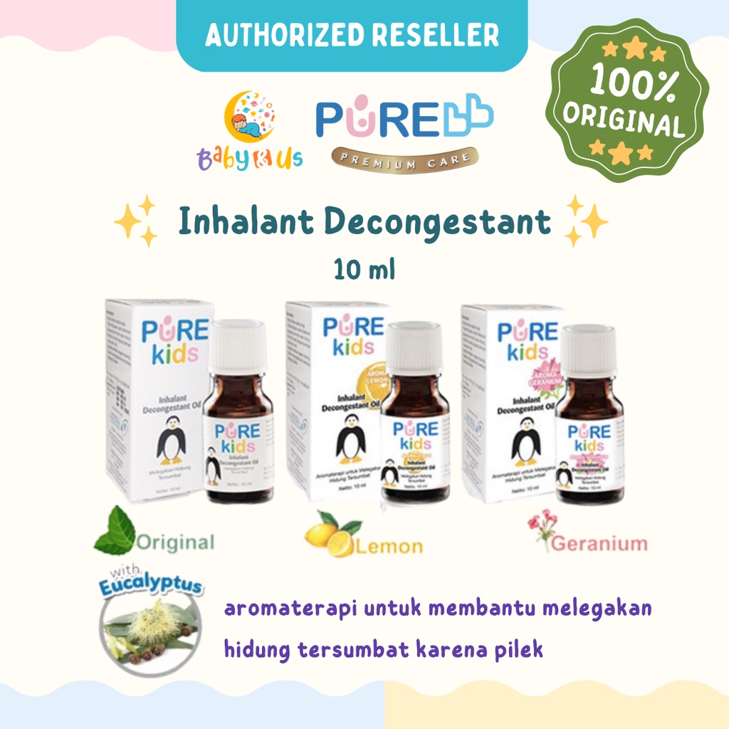 Pure Kids Inhalant Decongestant Oil - Obat Pilek Hidung Tersumbat Bayi 10 ml