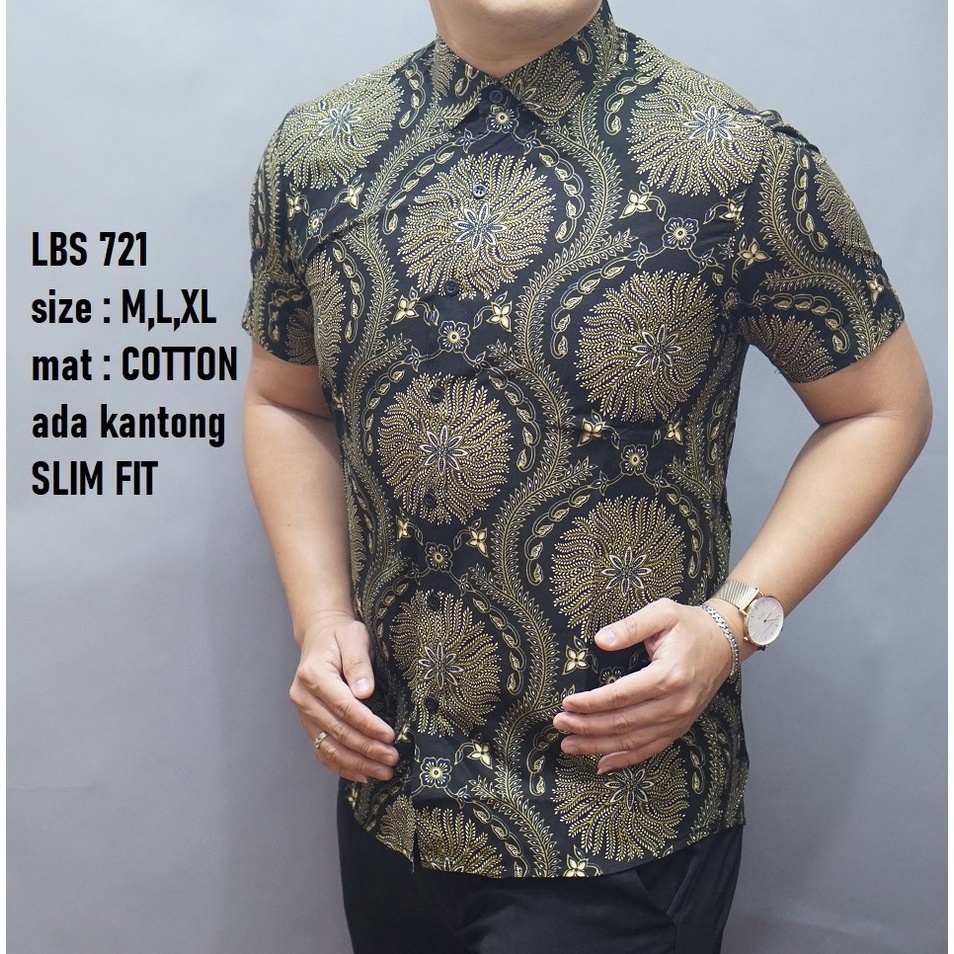 Baju Batik Pria Slimfit Kemeja Lengan Pendek Slim Fit LBS 721