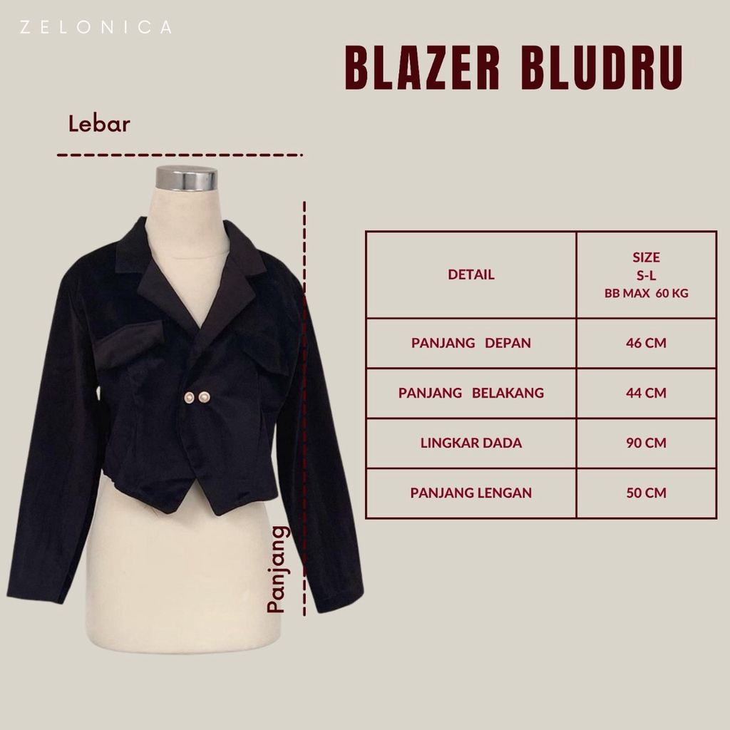 Zelonica Velvet Blazer Polos Bludru