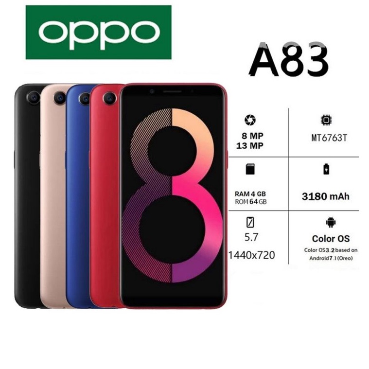 OPPO A83 ORI RAM 6/128 BARU FULLSET GARANSI 1TAHUN SEGEL IPS LCD 6,53inchi KAMERA SINGLE 13mp